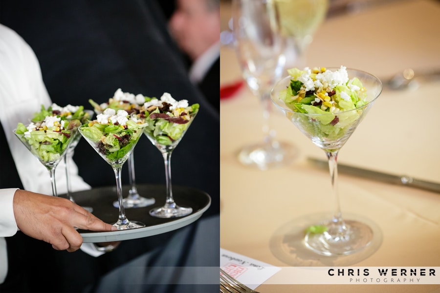 Salad wedding appetizer in martini glass