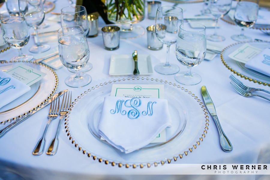 Monogrammed wedding table napkins