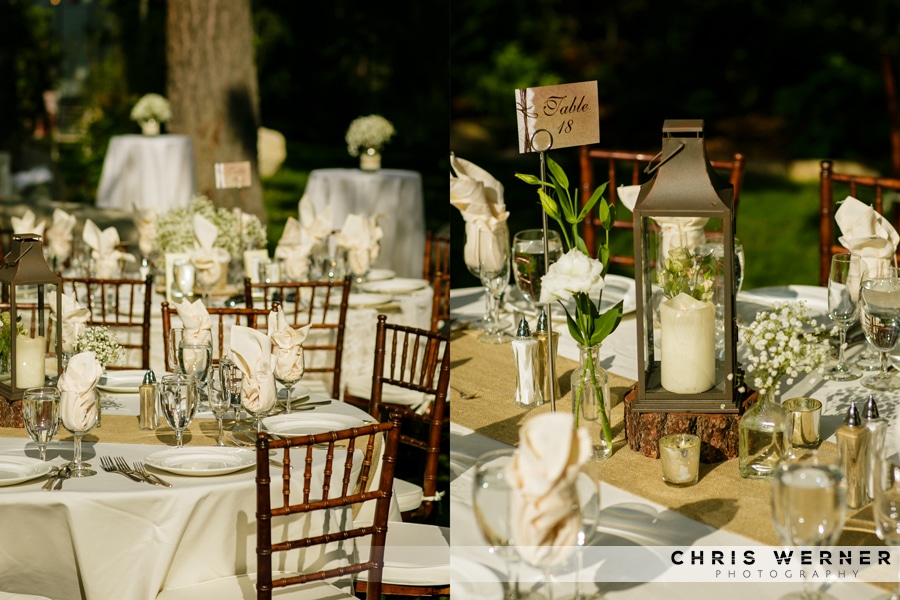 Table lanterns for a wedding reception