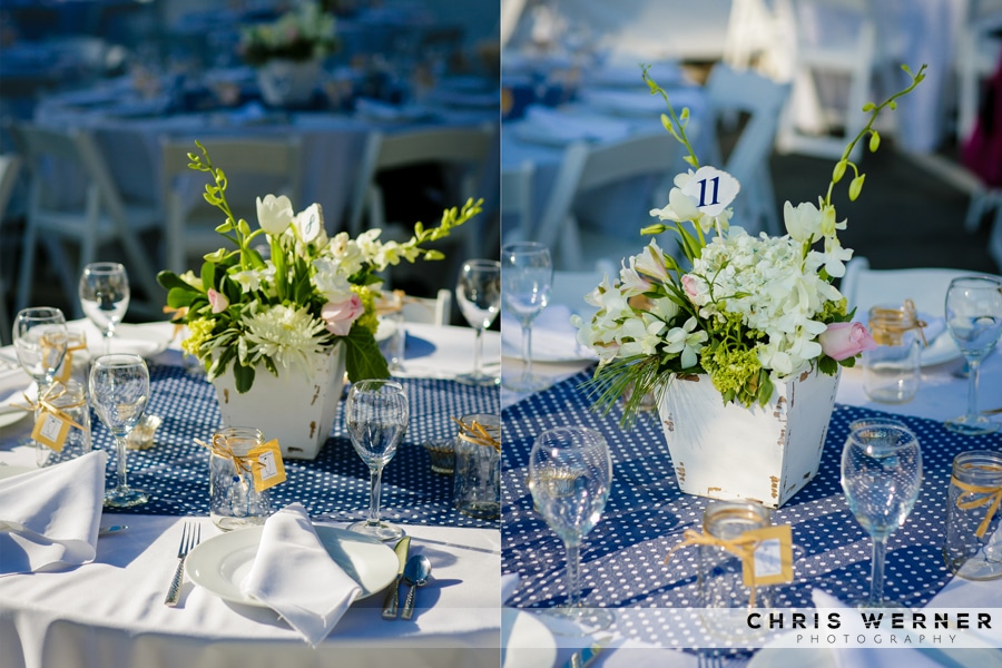 Navy blue accent wedding decorations