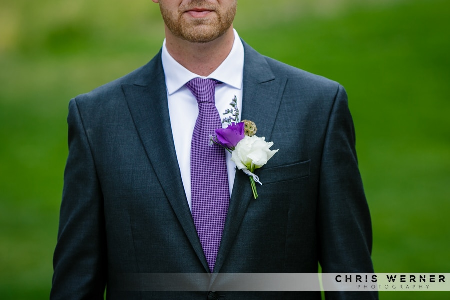 Dark grey suit and purple tie for a groom or groomsman