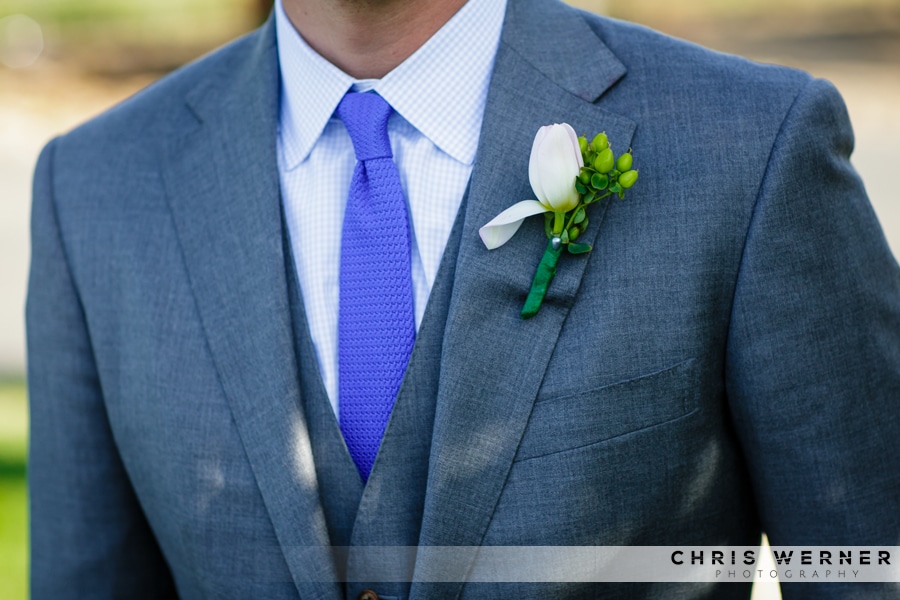 Grey suit and purple tie for a groom or groomsman