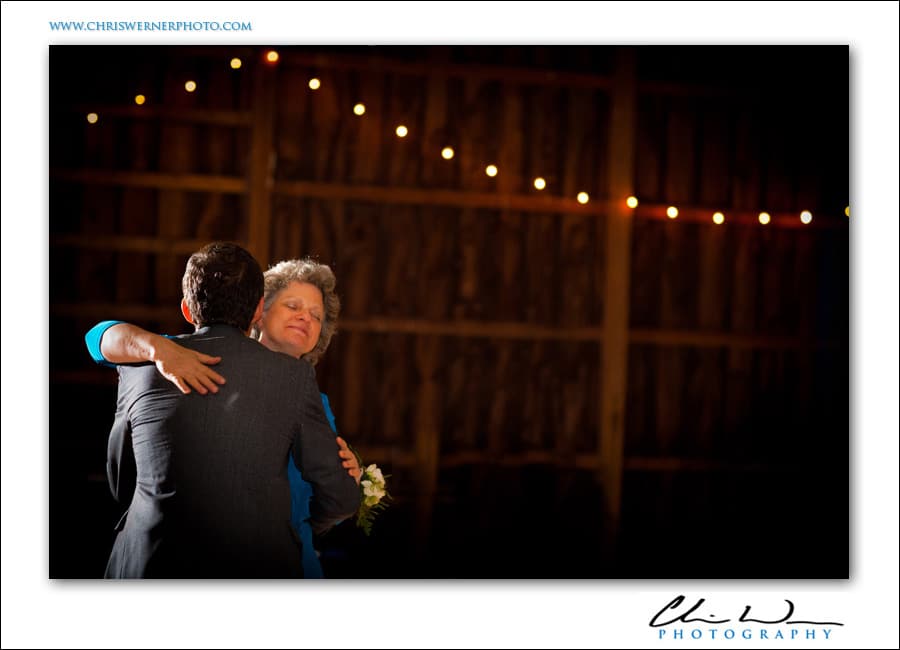 Groom and mother of the groom during their first dance, Upstate New York Wedding.