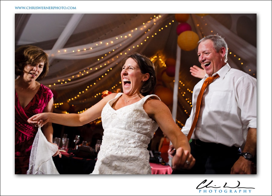 Dancing and partying at the wedding party reception, Mammoth Wedding Photographer.