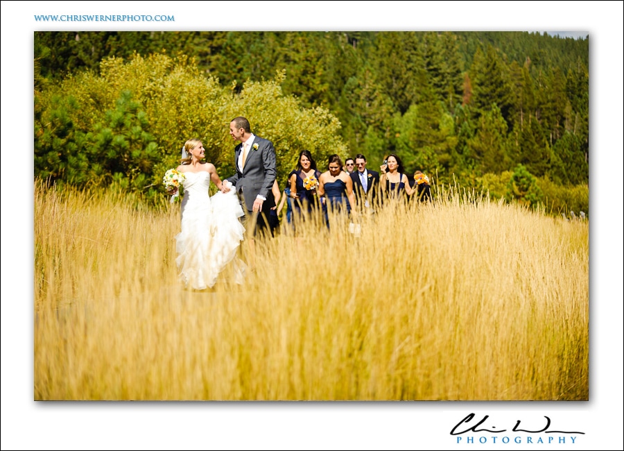 Bride and groom in Olympic Valley, PlumpJack Squaw Wedding.