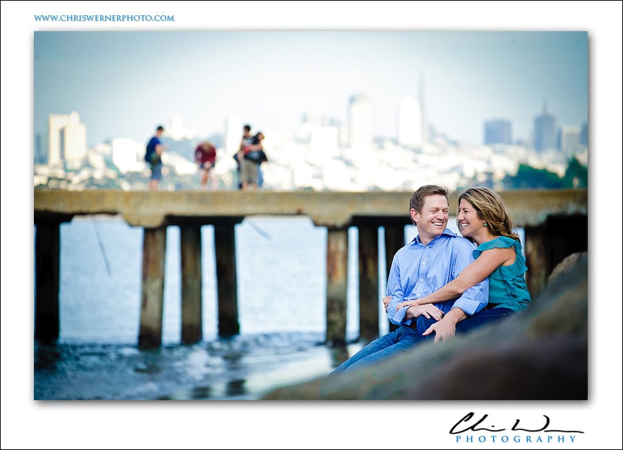 Outdoor San Francisco engagement photos in the Marina district of San Francisco.