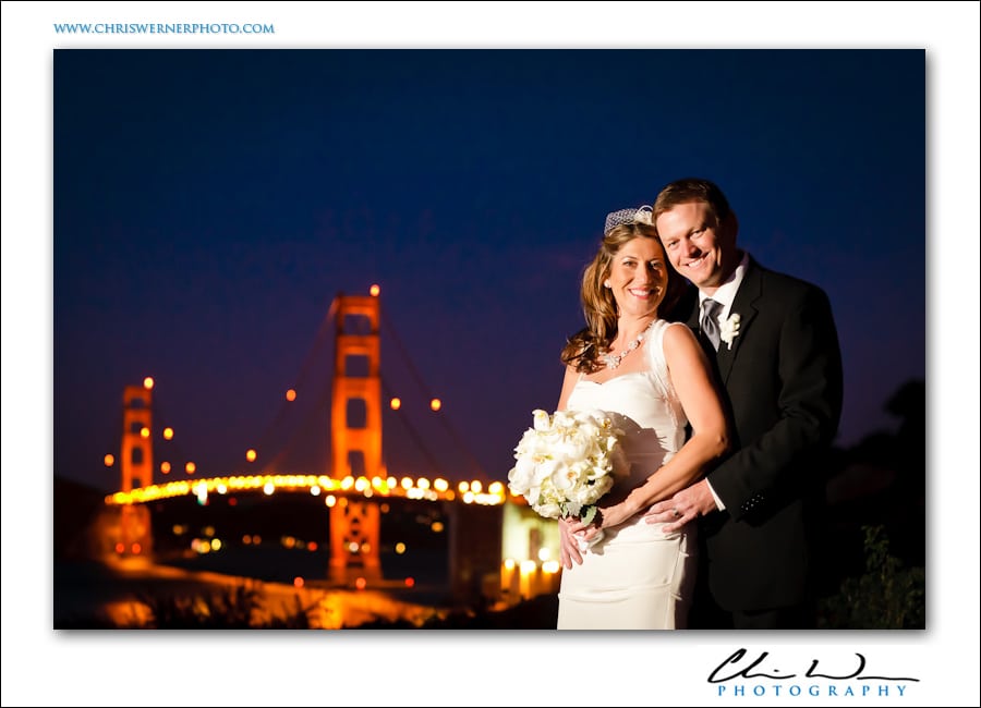 Wedding photography portrait with the Golden Gate Bridge of San Francisco, Presidio Wedding Photography.