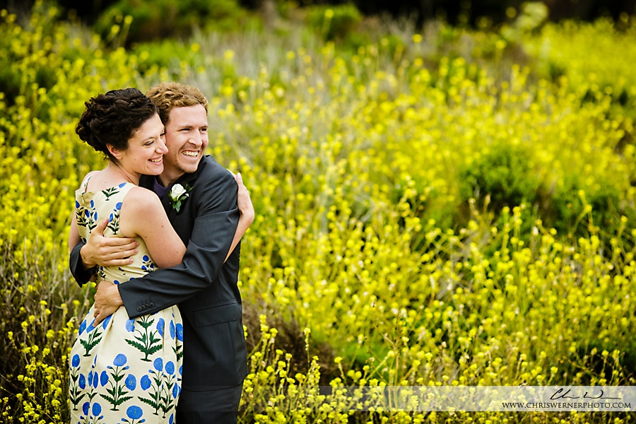 Bride and groom in a mustard field, Carmel Wedding Photos