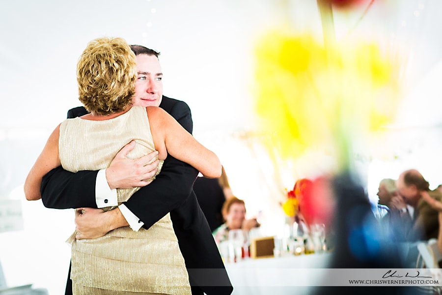 Mother son dance during the wedding reception, by a Mammoth Lakes Photographer.
