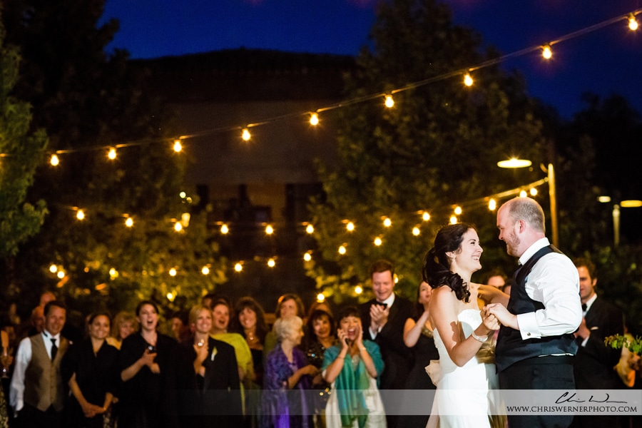 Bride and groom's first dance during the wedding reception, Napa Valley Estate Wedding.