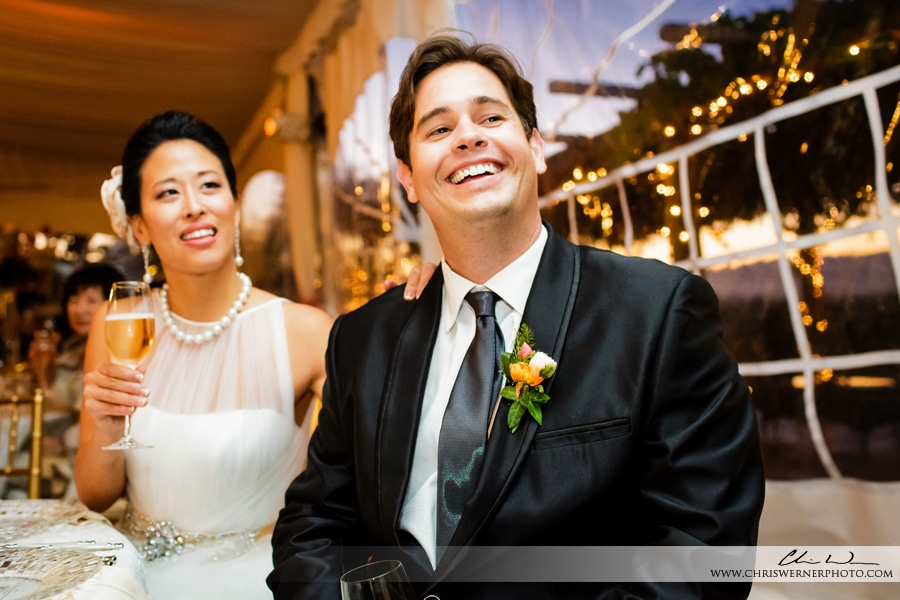 Photograph of the bride and groom at the Viansa Winery, shot by Wedding Photographers Napa Valley.
