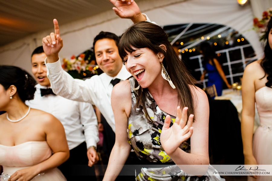 Wedding guests dancing at the wedding reception, photo by Wedding Photographers Napa Valley.