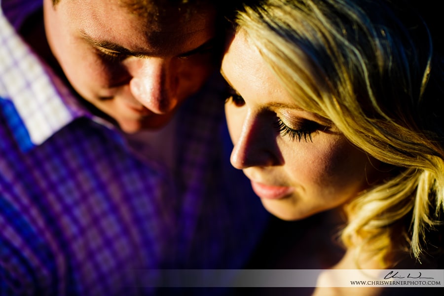 Close up photo of bride and groom during engagement photos in the Bay Area.
