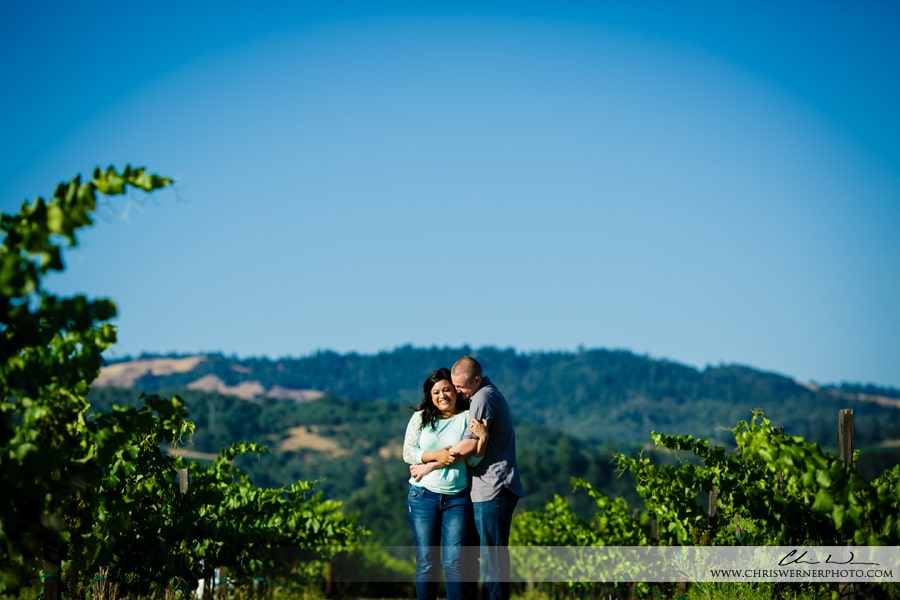 Napa Valley Engagement Photos in a vineyard.