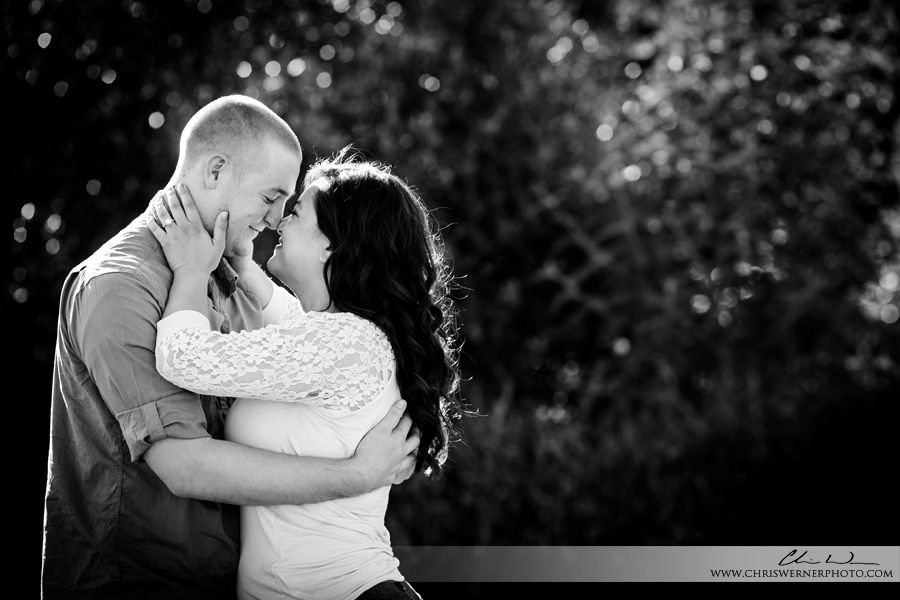 Black and white Napa Valley Engagement Photos.