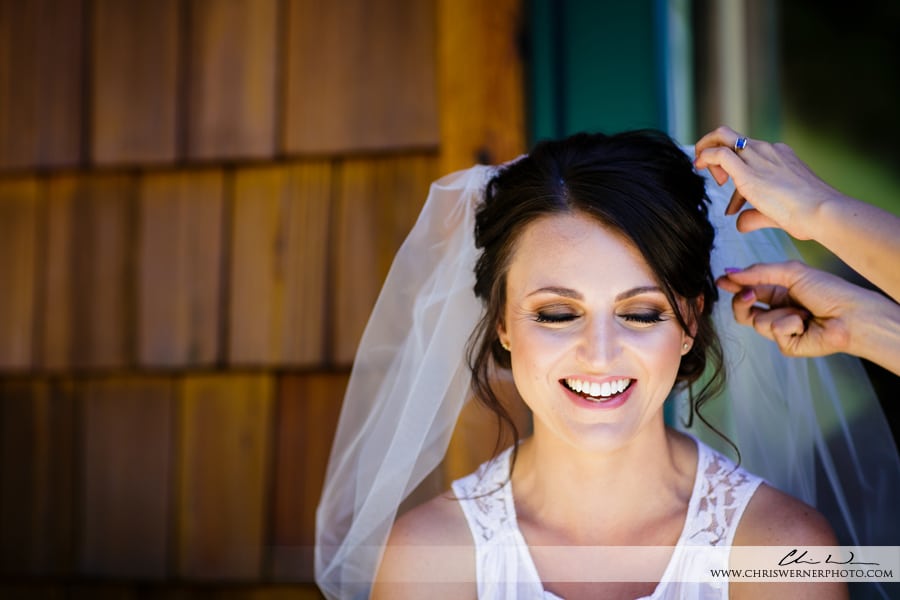 Truckee Wedding Photographer shot of bride getting ready for her wedding in Tahoe.