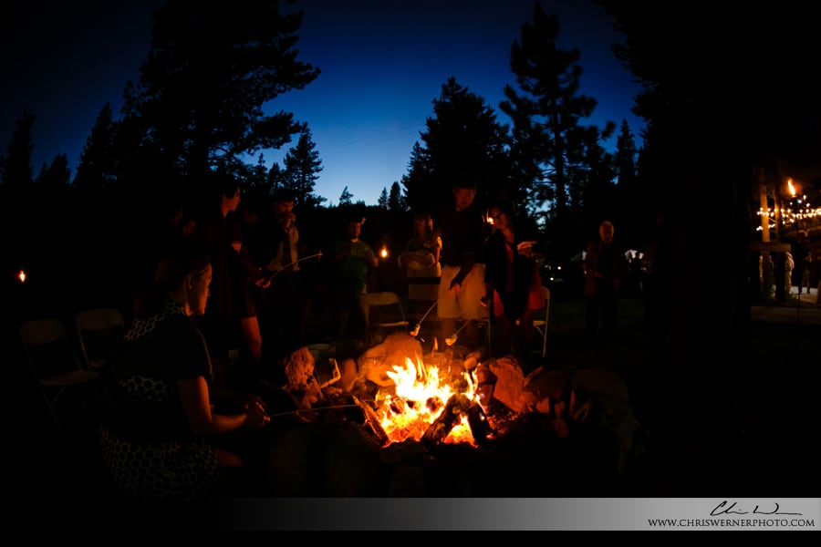 S'mores photo at a Lake Tahoe wedding by a Truckee Wedding photographer.