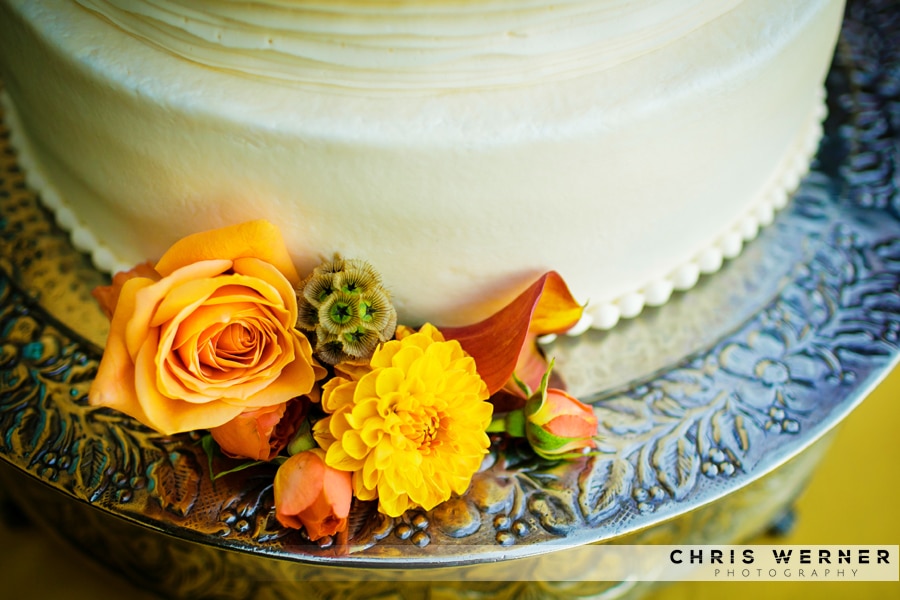 Orange rose wedding cake.