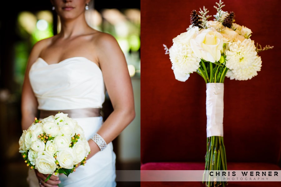 Wedding dresses and bouquets from Lake Tahoe.