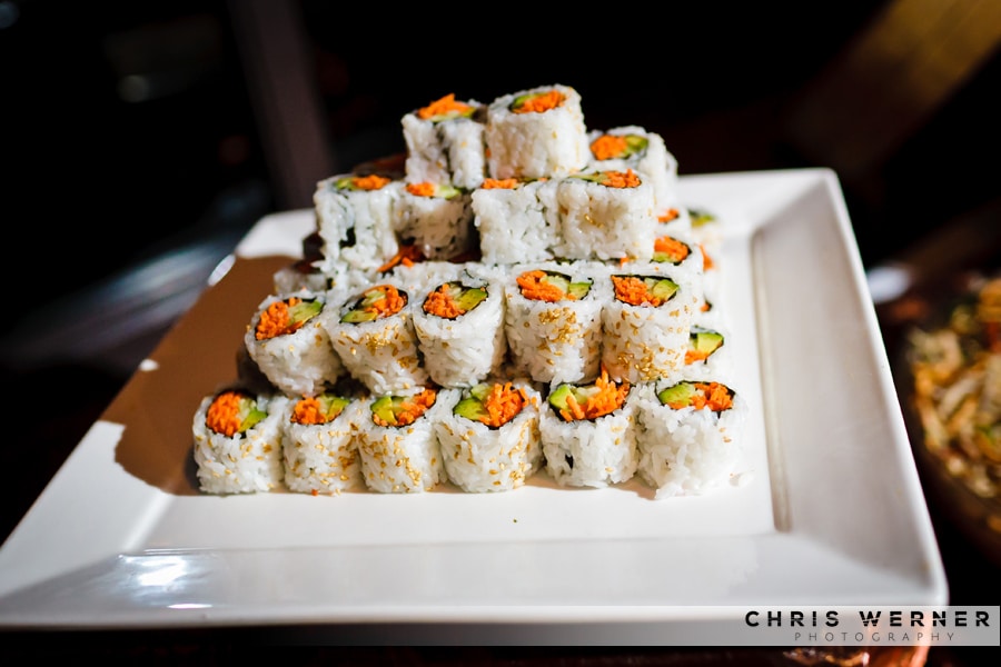 Sushi roll wedding reception appetizers