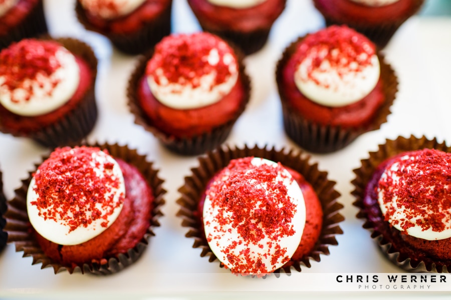 Red velvet wedding cupcake photo.