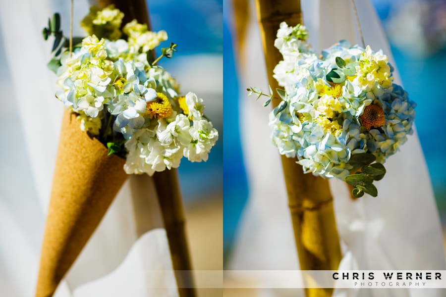 Yellow Wedding Ceremony Flowers for a chuppah.