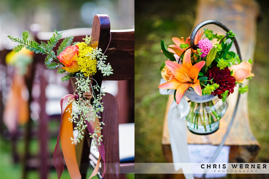Orange and pink fall Wedding Ceremony Flowers