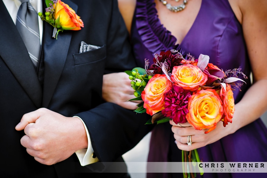 Orange and Red Bridesmaid Bouquets