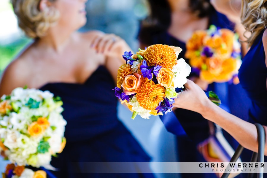 Orange and Purple Bridesmaid Bouquets
