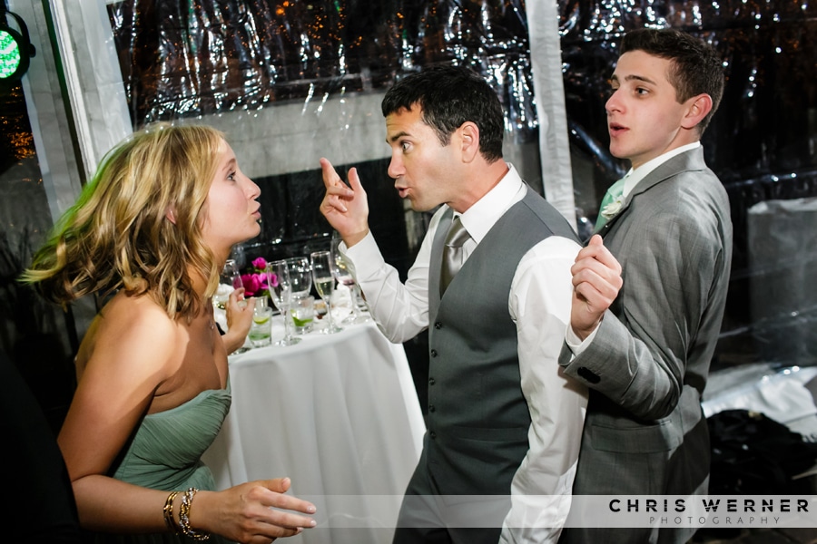 Groom dancing with the wedding party at a Lake Tahoe West Shore Cafe Wedding.