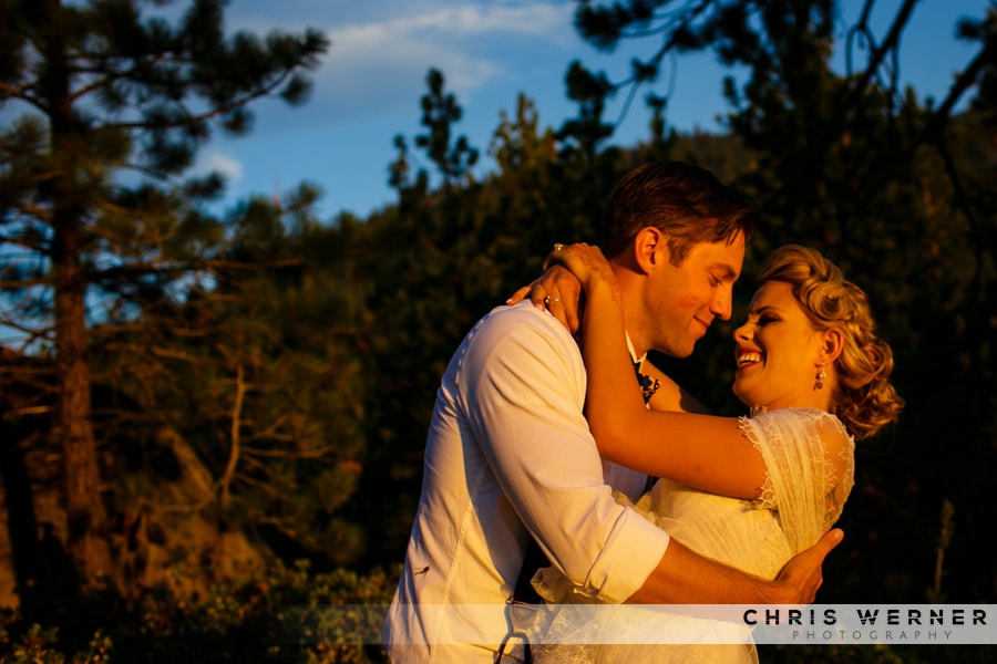 Fjeldheim Mountain Home wedding photo of bride and groom in Lake Tahoe, CA.
