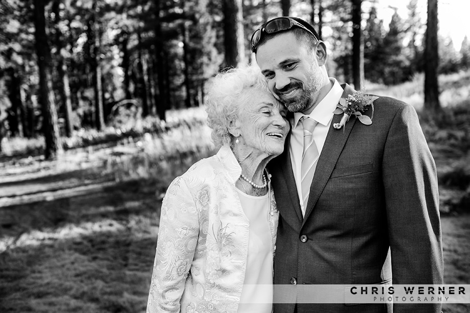 Photo of groom and grandmother at a Chalet View Lodge wedding.