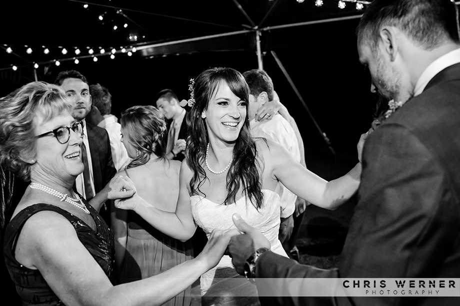 Bride dancing at a Chalet View Lodge wedding