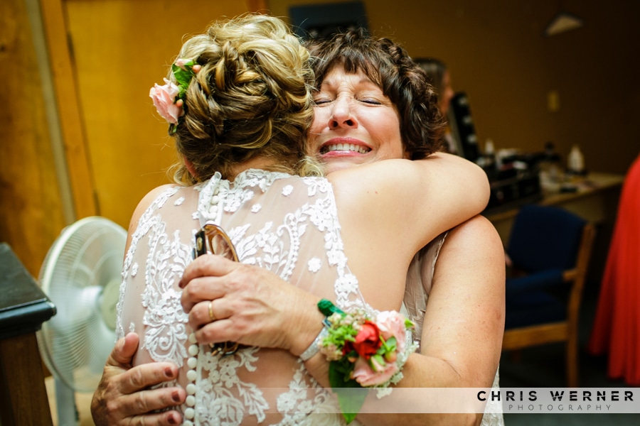 Getting married in Lake Tahoe, mother of the bride hugging her daughter.
