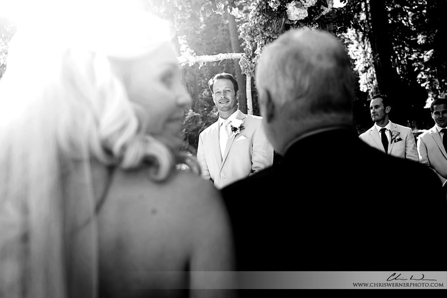 Lake Tahoe backyard wedding ceremony photo.