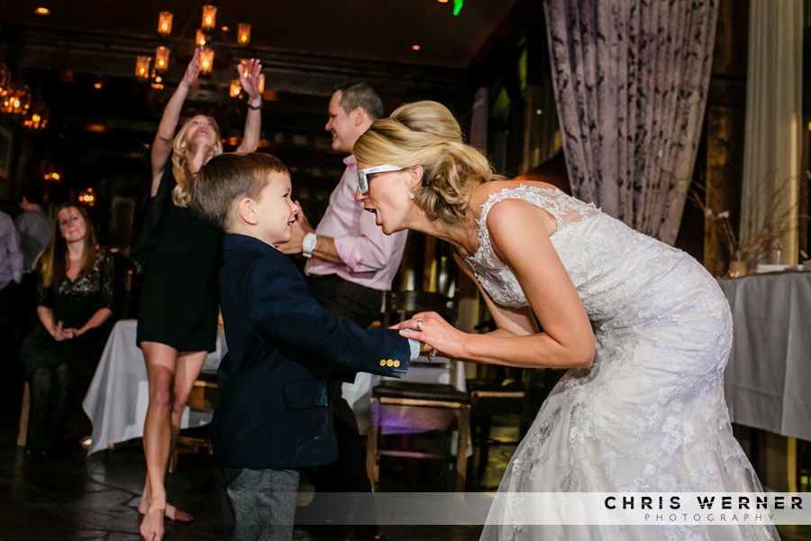 Bride dancing with the ring bearer at West Shore Cafe, Homewood wedding.