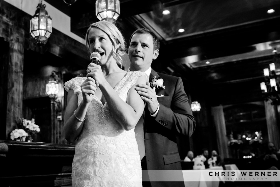 West Shore Cafe wedding photo of bride speech.