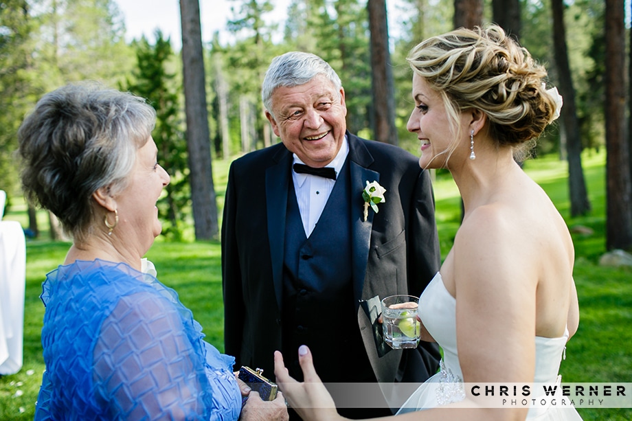 Father of the bride looking at his daughter at a Tahoe Donner wedding.