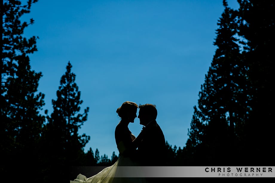 Tahoe Donner wedding portrait of bride and groom.