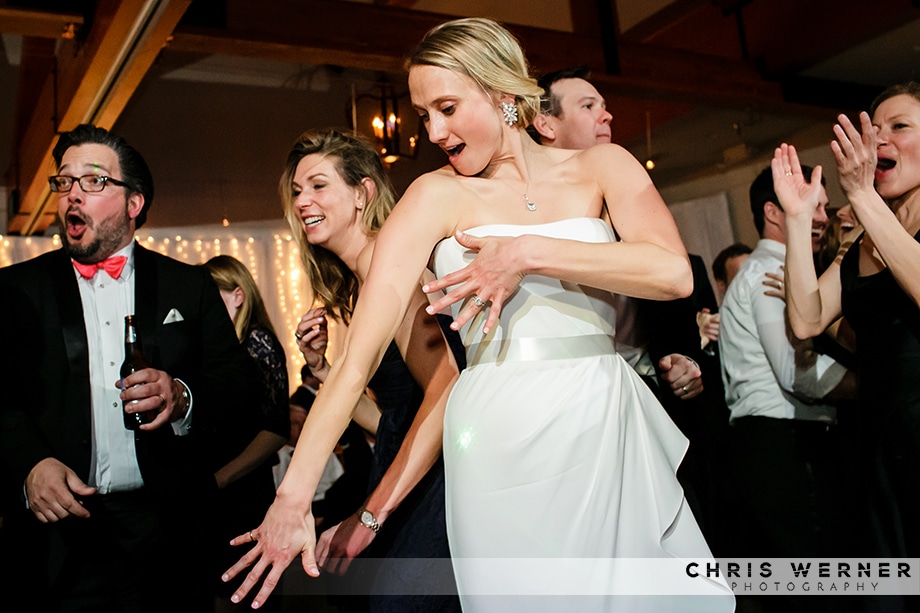 Bride on the dance floor at her Squaw Valley winter wedding