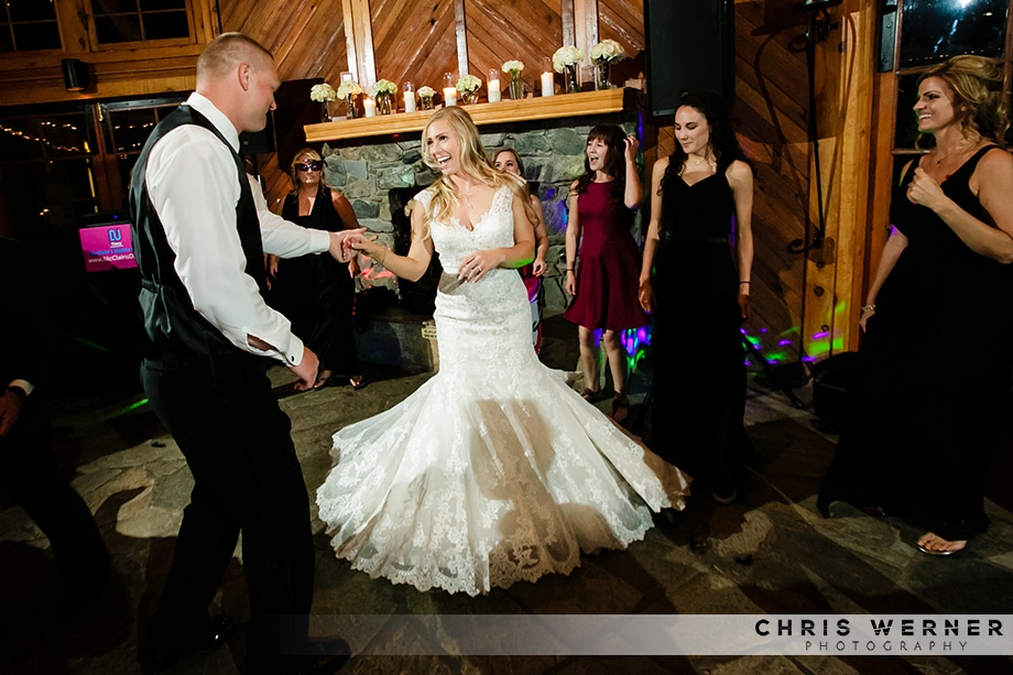Reno wedding photographer shot of the bride dancing.