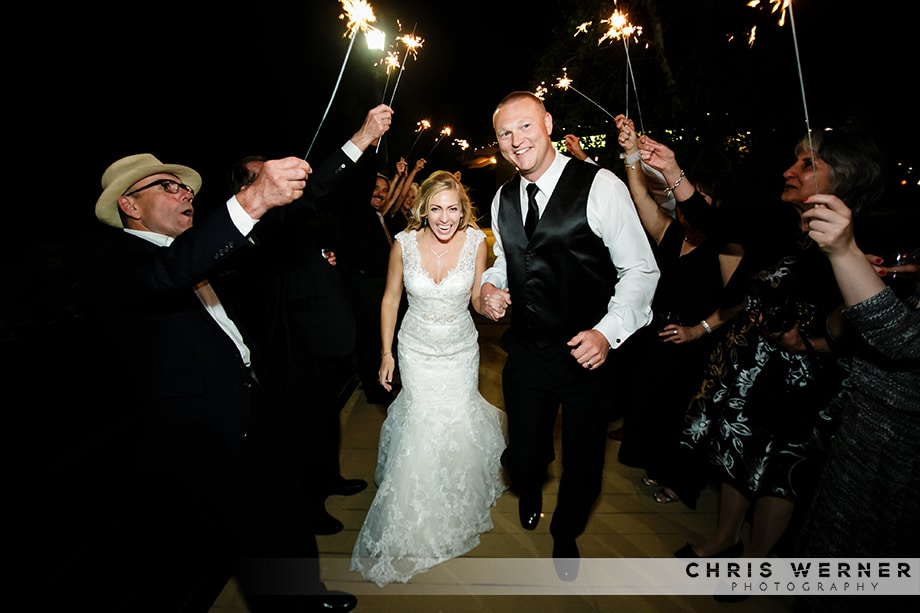 Reno bride and groom sparkler exit, photograph by a Reno wedding photographer.