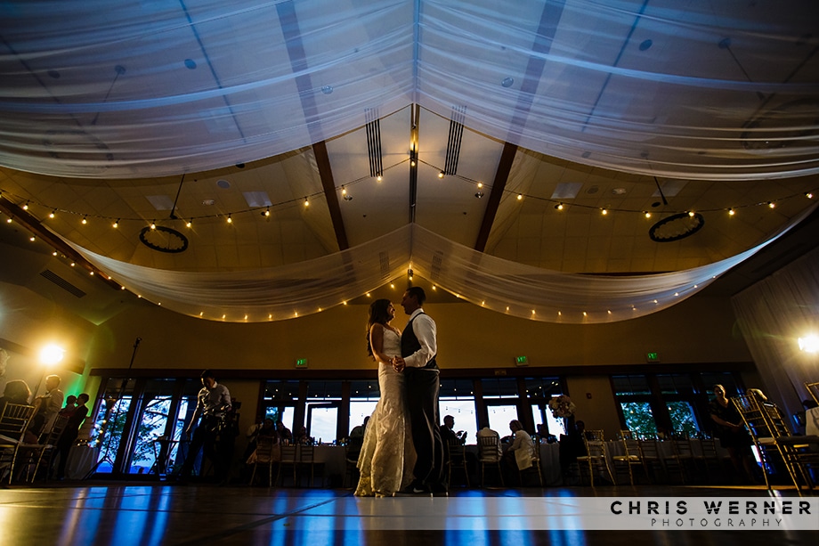 Hyatt Lake Tahoe Wedding photo of the bride and groom first dance