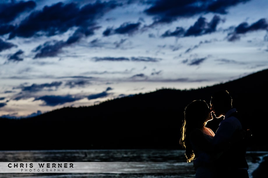 Artistic Tahoe wedding photo of bride and groom from a Hyatt Lake Tahoe wedding
