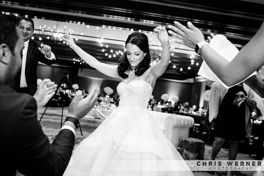 Photographers in Tahoe shot of bride dancing.