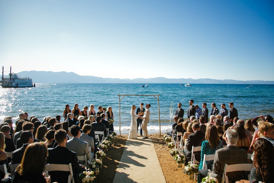 The views at a lakeside wedding in Lake Tahoe are hard to beat!