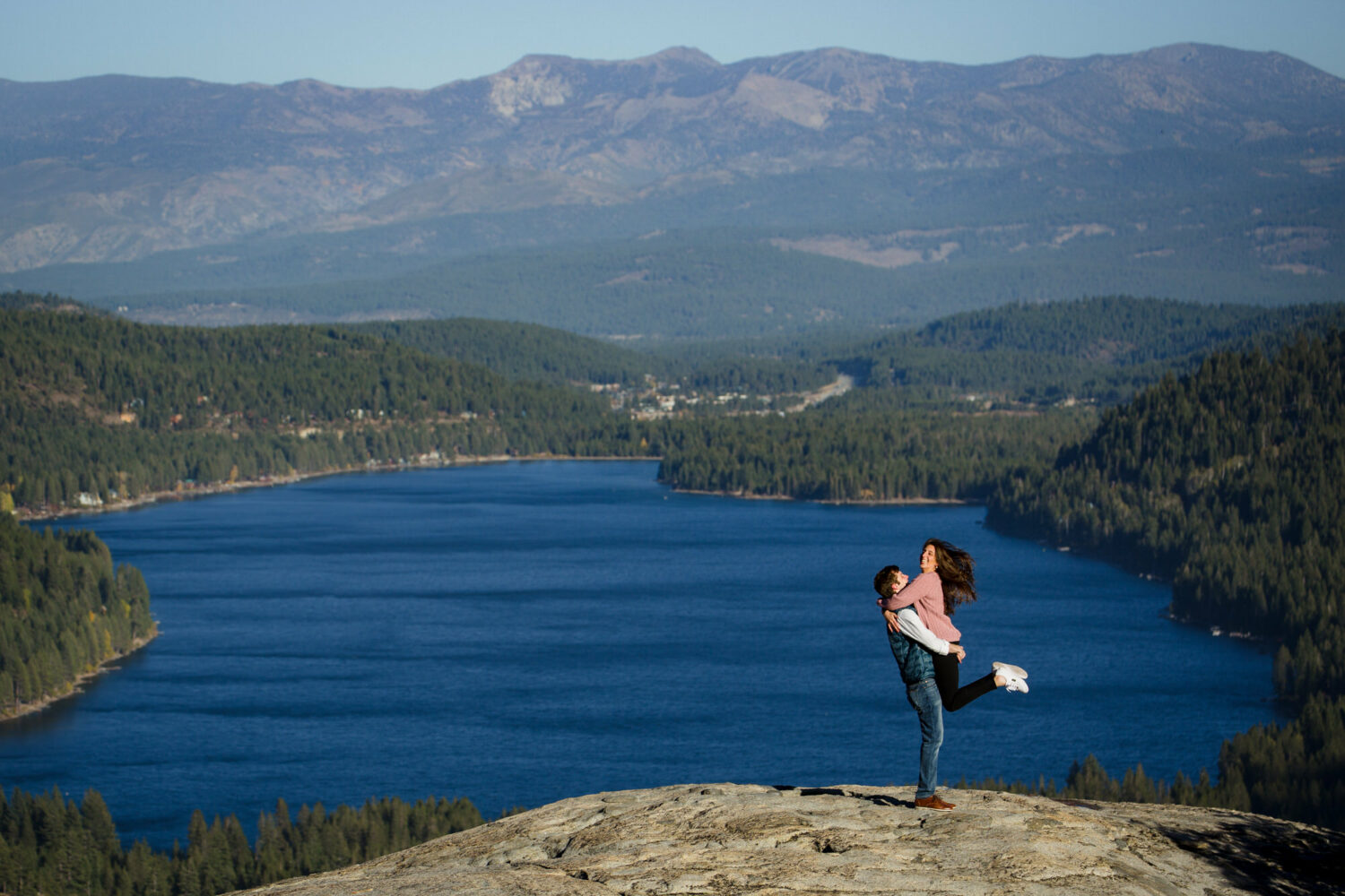 Spinning around on Cloud 9 at a Donner Summit engagement photoshoot.