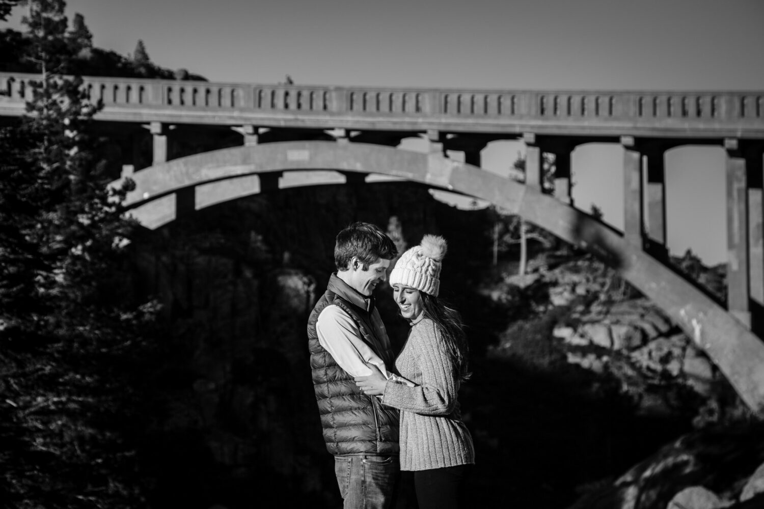 Engagement photoshoot next to Donner Summit Bridge.