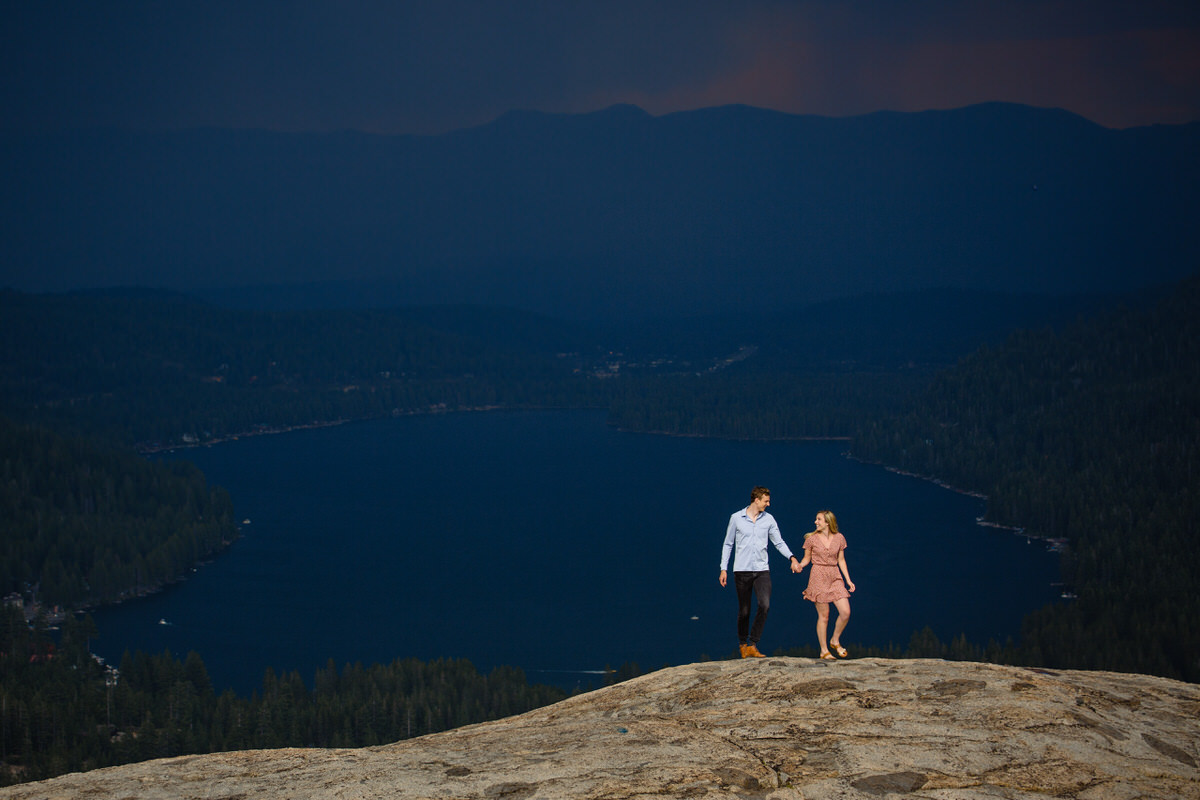 Stormy Lake Tahoe Engagement Photos: Taylor + Jordan