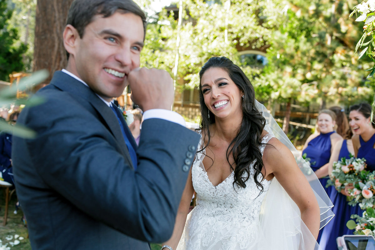 Laughter and smiles at an emotional Lake Tahoe wedding.